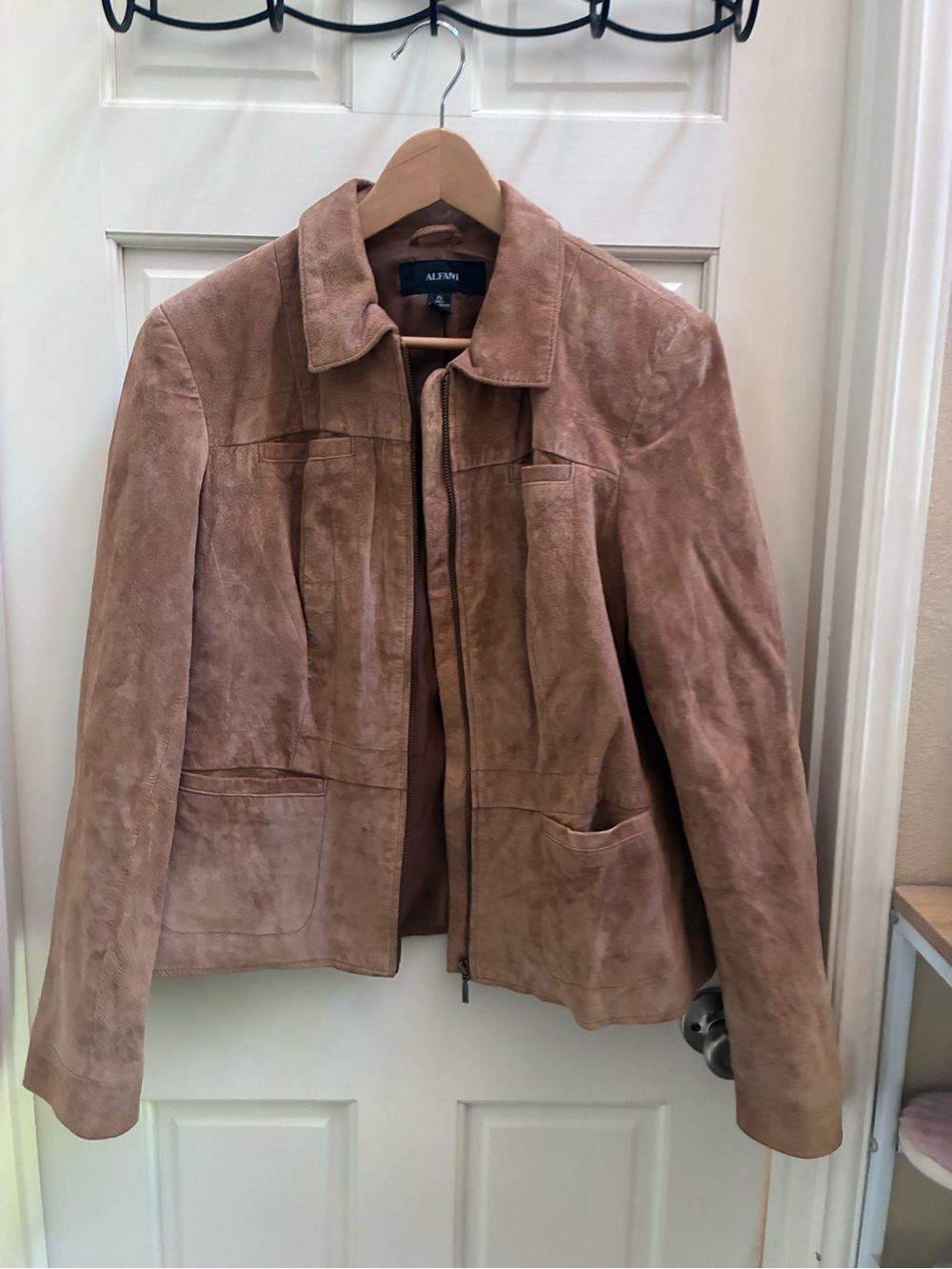 Alfani Suede Zip Jacket in Light Brown